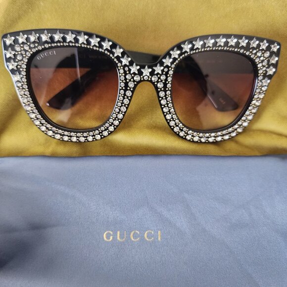 *AUTHENTIC* Glimmer GLAM! Gucci Cat Eye Sunglasses with Swarovski Crystals - Picture 3 of 6